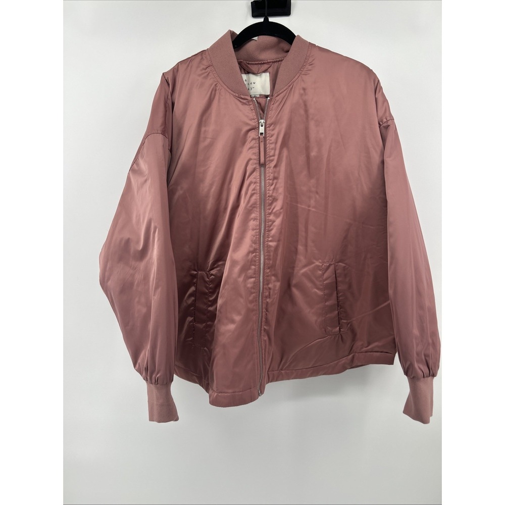 A New Day Satin Bomber Jacket XL Mauve Pink Full Zip Pastel Goth Streetwear